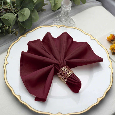 5 Pack Polyester Napkins 17"x17" Burgundy - Wrinkle Resistant & Easy Care Cloth Napkins
