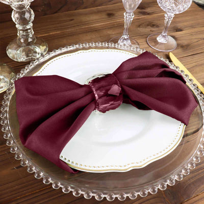 5 Pack Polyester Napkins 17"x17" Burgundy - Wrinkle Resistant & Easy Care Cloth Napkins