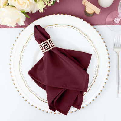 5 Pack Polyester Napkins 17"x17" Burgundy - Wrinkle Resistant & Easy Care Cloth Napkins