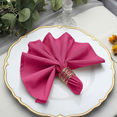 5 Pack Polyester Napkins 17"x17" Fuchsia - Wrinkle Resistant & Easy Care Cloth Napkins