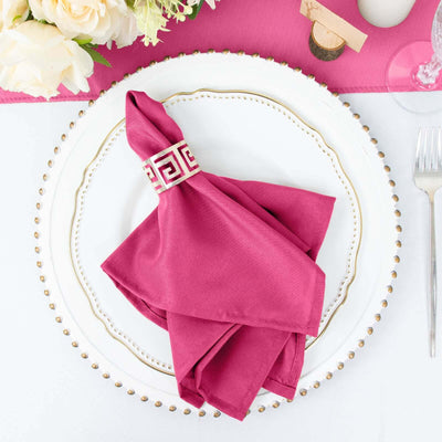 5 Pack Polyester Napkins 17"x17" Fuchsia - Wrinkle Resistant & Easy Care Cloth Napkins