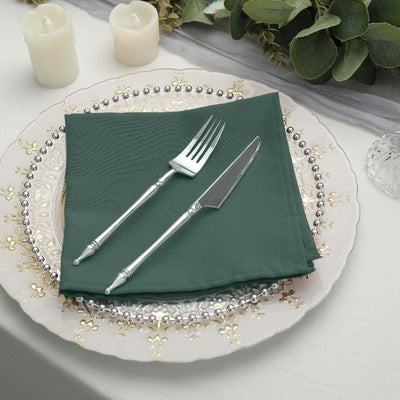 5 Pack Polyester Napkins 17"x17" Hunter Emerald Green - Wrinkle Resistant & Easy Care Cloth Napkins
