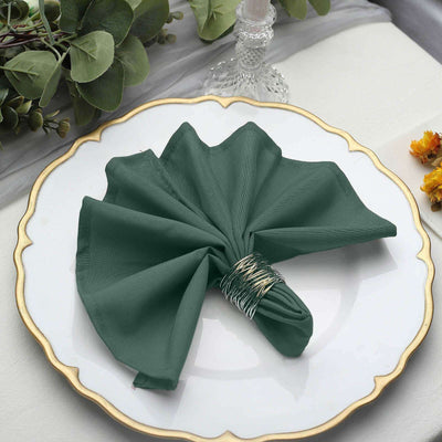 5 Pack Polyester Napkins 17"x17" Hunter Emerald Green - Wrinkle Resistant & Easy Care Cloth Napkins