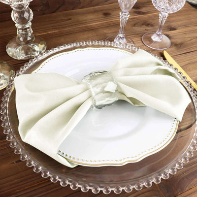 5 Pack Polyester Napkins 17"x17" Ivory - Wrinkle Resistant & Easy Care Cloth Napkins