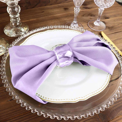 5 Pack Polyester Napkins 17"x17" Lavender Lilac - Wrinkle Resistant & Easy Care Cloth Napkins