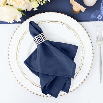 5 Pack Polyester Napkins 17"x17" Navy Blue - Wrinkle Resistant & Easy Care Cloth Napkins