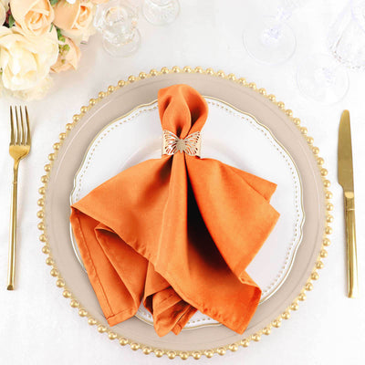 5 Pack Polyester Napkins 17"x17" Orange - Wrinkle Resistant & Easy Care Cloth Napkins