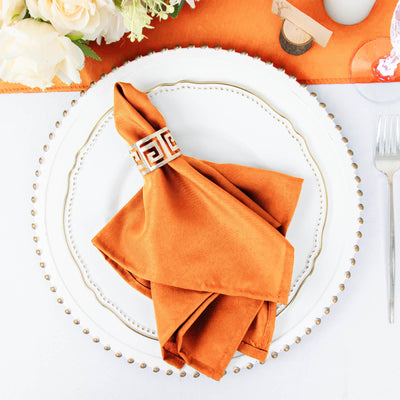 5 Pack Polyester Napkins 17"x17" Orange - Wrinkle Resistant & Easy Care Cloth Napkins