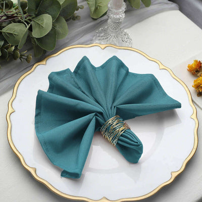 5 Pack Polyester Napkins 17"x17" Peacock Teal - Wrinkle Resistant & Easy Care Cloth Napkins