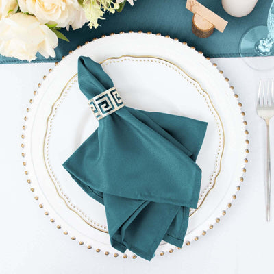 5 Pack Polyester Napkins 17"x17" Peacock Teal - Wrinkle Resistant & Easy Care Cloth Napkins