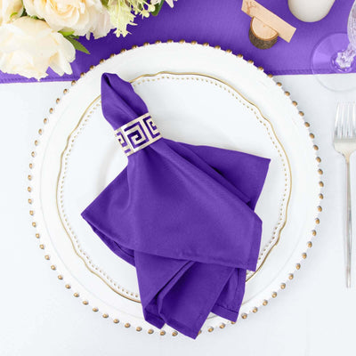 5 Pack Polyester Napkins 17"x17" Purple - Wrinkle Resistant & Easy Care Cloth Napkins