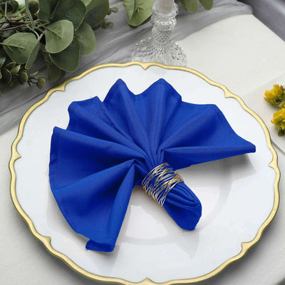 5 Pack Polyester Napkins 17"x17" Royal Blue - Wrinkle Resistant & Easy Care Cloth Napkins