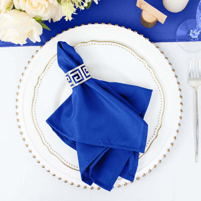 5 Pack Polyester Napkins 17"x17" Royal Blue - Wrinkle Resistant & Easy Care Cloth Napkins