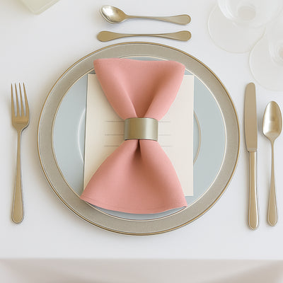 5 Pack Scuba Cloth Napkins – 17"x17" Dusty Rose, Wrinkle-Free & Reusable Table Napkins