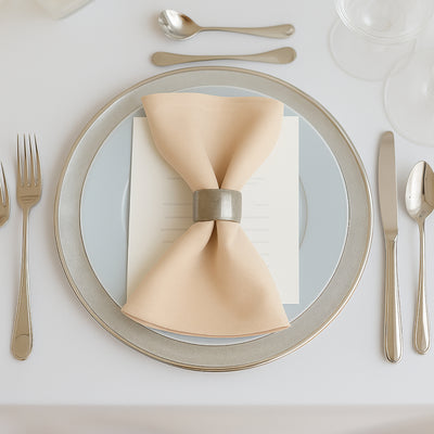 5 Pack Scuba Cloth Napkins – 17"x17" Beige, Wrinkle-Free & Reusable Table Napkins