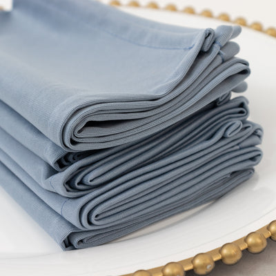 5 Pack Scuba Cloth Napkins – 17"x17" Dusty Blue, Wrinkle-Free & Reusable Table Napkins