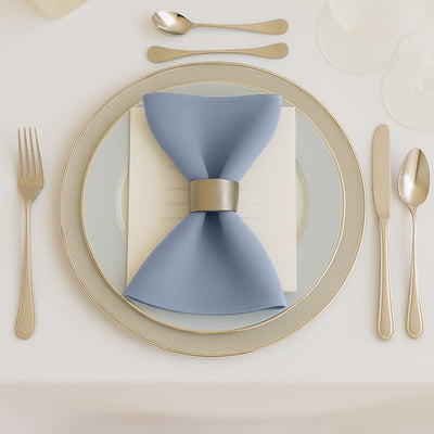 5 Pack Scuba Cloth Napkins – 17"x17" Dusty Blue, Wrinkle-Free & Reusable Table Napkins