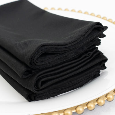 5 Pack Scuba Cloth Napkins – 17"x17" Black, Wrinkle-Free & Reusable Table Napkins