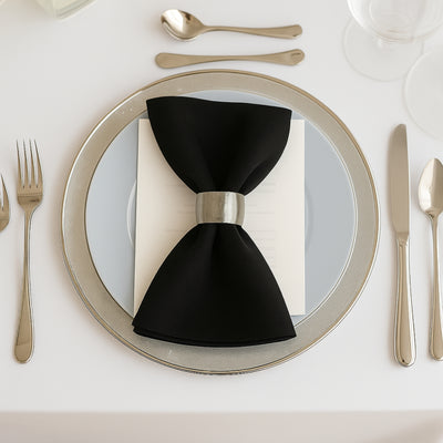 5 Pack Scuba Cloth Napkins – 17"x17" Black, Wrinkle-Free & Reusable Table Napkins