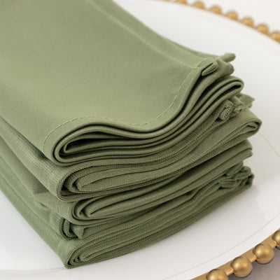 5 Pack Scuba Cloth Napkins – 17"x17" Dusty Sage Green, Wrinkle-Free & Reusable Table Napkins