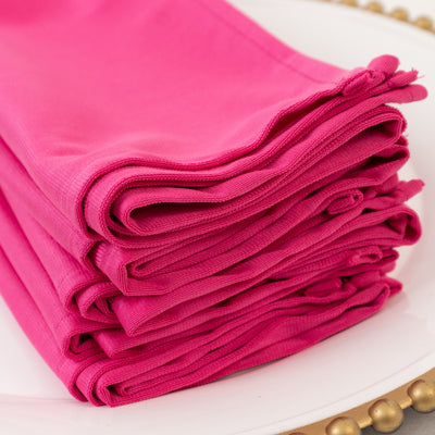 5 Pack Scuba Cloth Napkins – 17"x17" Fuchsia, Wrinkle-Free & Reusable Table Napkins