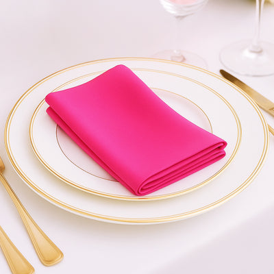 5 Pack Scuba Cloth Napkins – 17"x17" Fuchsia, Wrinkle-Free & Reusable Table Napkins