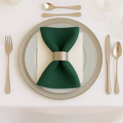5 Pack Scuba Cloth Napkins – 17"x17" Hunter Emerald Green, Wrinkle-Free & Reusable Table Napkins