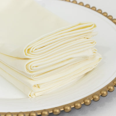 5 Pack Scuba Cloth Napkins – 17"x17" Ivory, Wrinkle-Free & Reusable Table Napkins