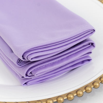 5 Pack Scuba Cloth Napkins – 17"x17" Lavender Lilac, Wrinkle-Free & Reusable Table Napkins