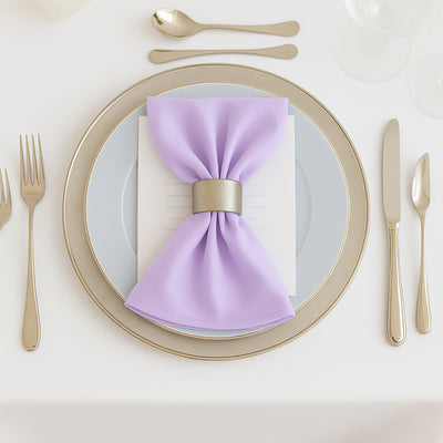 5 Pack Scuba Cloth Napkins – 17"x17" Lavender Lilac, Wrinkle-Free & Reusable Table Napkins