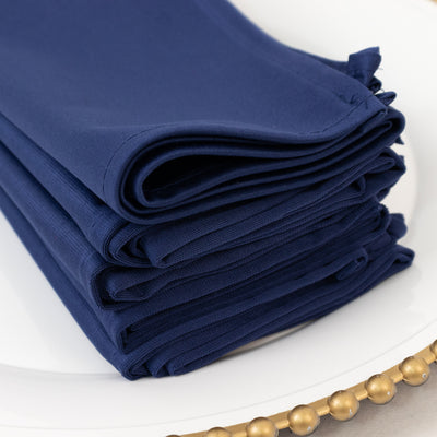 5 Pack Scuba Cloth Napkins – 17"x17" Navy Blue, Wrinkle-Free & Reusable Table Napkins