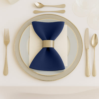 5 Pack Scuba Cloth Napkins – 17"x17" Navy Blue, Wrinkle-Free & Reusable Table Napkins