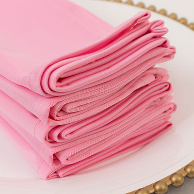 5 Pack Scuba Cloth Napkins – 17"x17" Pink, Wrinkle-Free & Reusable Table Napkins