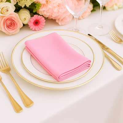 5 Pack Scuba Cloth Napkins – 17"x17" Pink, Wrinkle-Free & Reusable Table Napkins