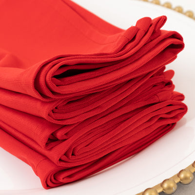 5 Pack Scuba Cloth Napkins – 17"x17" Red, Wrinkle-Free & Reusable Table Napkins
