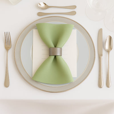 5 Pack Scuba Cloth Napkins – 17"x17" Sage Green, Wrinkle-Free & Reusable Table Napkins