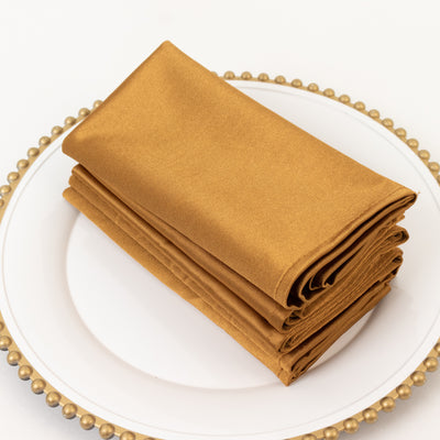 5 Pack Scuba Cloth Napkins – 17"x17" Shimmer Gold, Wrinkle-Free & Stain-Resistant Reusable Table Napkins