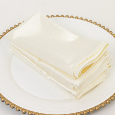 5 Pack Scuba Cloth Napkins – 17"x17" Shimmer Pearl White, Wrinkle-Free & Stain-Resistant Reusable Table Napkins