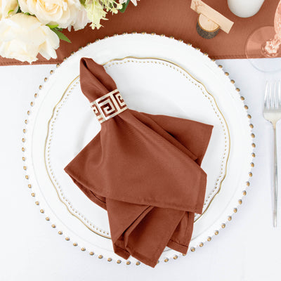 5 Pack Polyester Napkins 17"x17" Terracotta (Rust) - Wrinkle Resistant & Easy Care Cloth Napkins