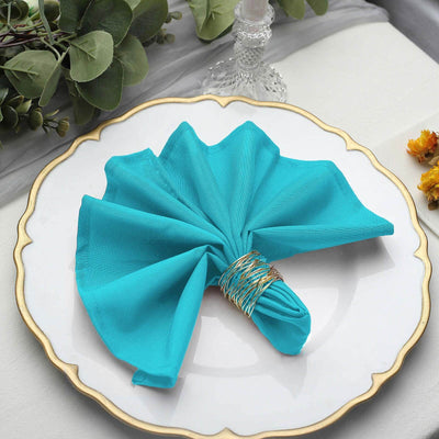 5 Pack Polyester Napkins 17"x17" Turquoise - Wrinkle Resistant & Easy Care Cloth Napkins