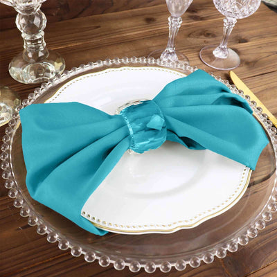 5 Pack Polyester Napkins 17"x17" Turquoise - Wrinkle Resistant & Easy Care Cloth Napkins