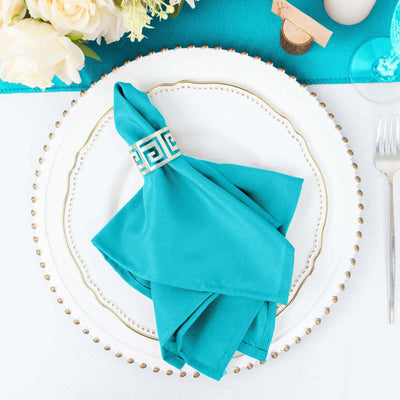 5 Pack Polyester Napkins 17"x17" Turquoise - Wrinkle Resistant & Easy Care Cloth Napkins