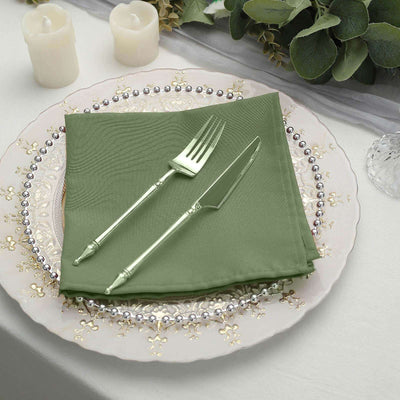 5 Pack Polyester Napkins 17"x17" Olive Green - Wrinkle Resistant & Easy Care Cloth Napkins