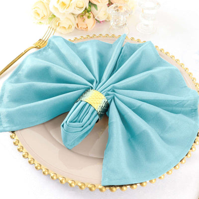 5 Pack Polyester Napkins 20"x20" Light Blue - Durable & Wrinkle Resistant Dinner Napkins