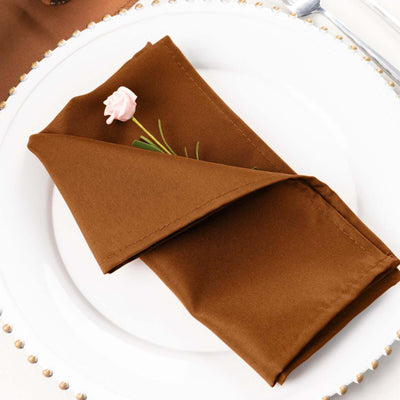 5 Pack Polyester Napkins 20"x20" Cinnamon Brown - Durable & Wrinkle Resistant Dinner Napkins