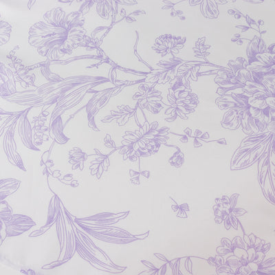 5 Pack Polyester Dinner Napkins 20"x20" White with Lavender Lilac French Toile Pattern - Chic Floral Cloth Napkins