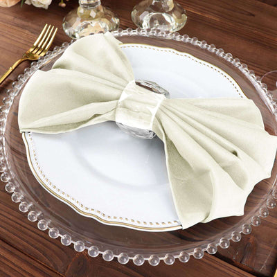 5 Pack Polyester Napkins 20"x20" Ivory - Durable & Wrinkle Resistant Dinner Napkins