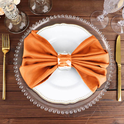 5 Pack Polyester Napkins 20"x20" Orange - Durable & Wrinkle Resistant Dinner Napkins