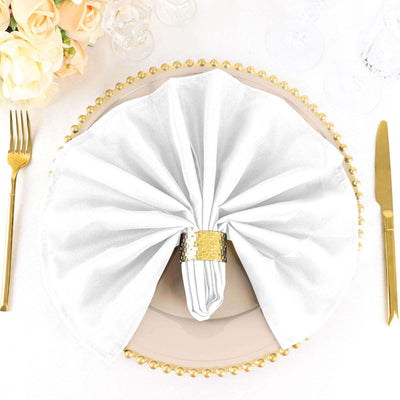 5 Pack Polyester Napkins 20"x20" White - Durable Wrinkle Resistant Dinner Napkins for Classy Weddings & Events