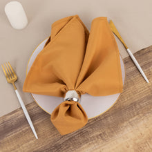 5 Pack Gold Premium Polyester Cloth Napkins with Hemmed Edges, Reusable Dinner Napkins